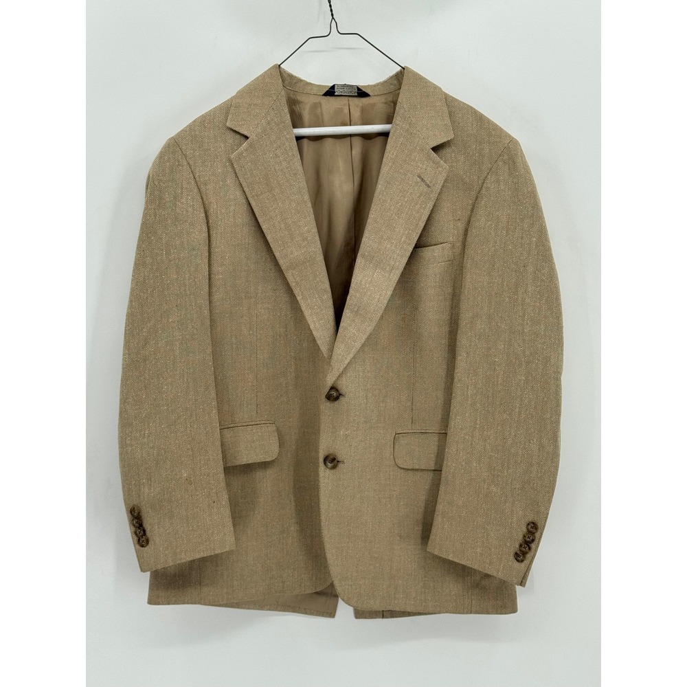 Nordstrom Men Size 41R Vintage Tan Textured Hopsack Blazer Sport Coat USA